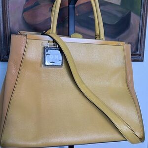 Fendi Yellow Leather Tote Bag